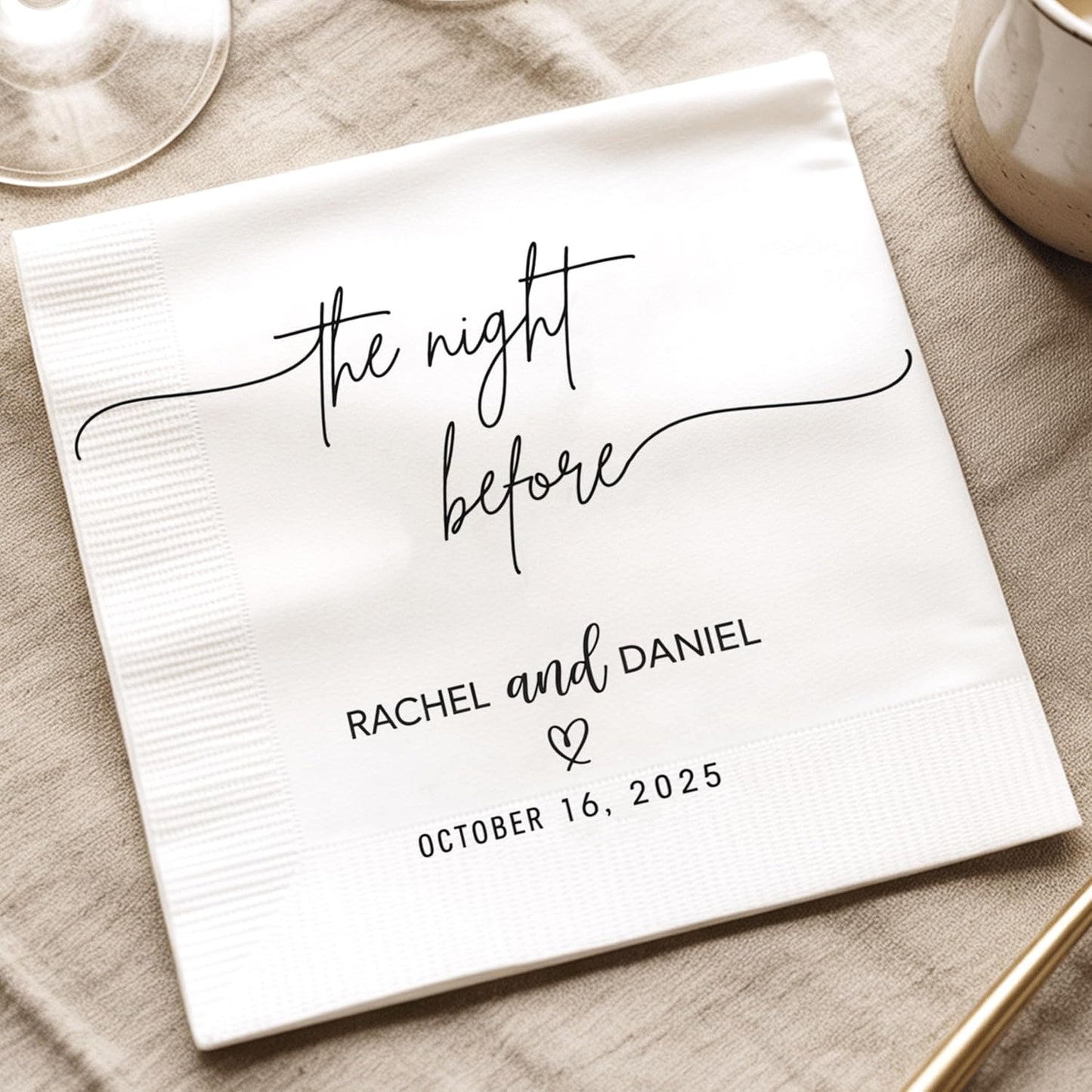 Luxury Personalized Rehearsal Dinner Napkins, Custom Rehearsal Dinner Decor, Bachelorette Napkins, Custom Cocktail Napkin, Beverage Luncheon Cocktail Napkin For Reception, Bridal Shower