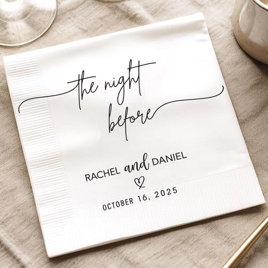 Luxury Personalized Rehearsal Dinner Napkins, Custom Rehearsal Dinner Decor, Bachelorette Napkins, Custom Cocktail Napkin, Beverage Luncheon Cocktail Napkin For Reception, Bridal Shower