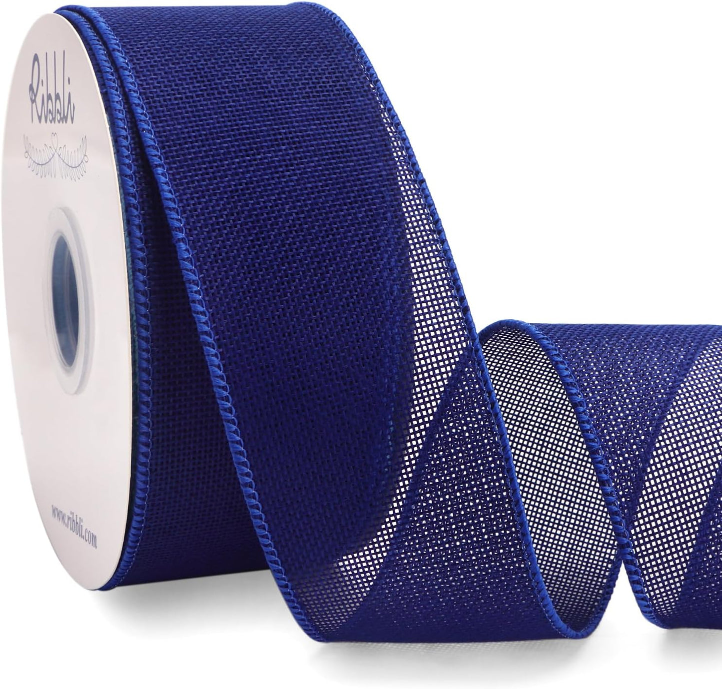 Ribbli Dark Blue Burlap Wired Ribbon, 2-1/2” Inch x Continuous 20 Yard, Wired Edge Ribbon for Wreaths,Big Bows,Tree Decoration,Outdoor Decoration