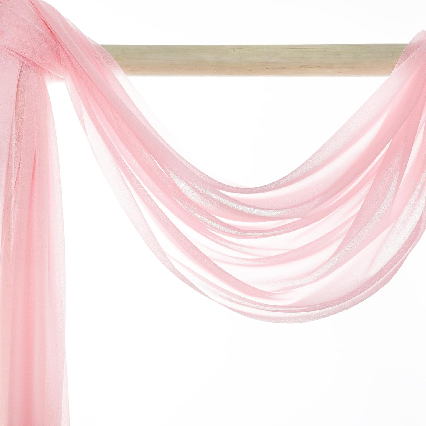 VDS Pack of 2 Panel (30 Inch X 100 Feet) Wedding Arch Draping Fabric Sheer Chiffon Fabric Drapery for Wedding Ceremony Reception Swag Backdrop Canopy Chuppah ARBO Altars Decoration (Blush Pink)