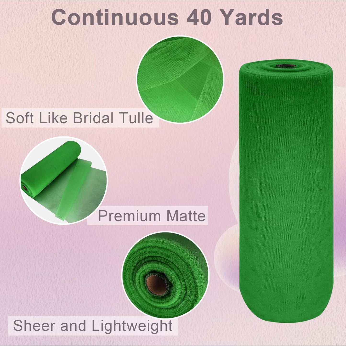 Green Tulle Fabric Roll Spool Bolt (54 Inch by 40 Yards) Large Tulle Wedding Party Decoration, Tutu Skirt, Table Runner, Gift Wrapping, Bridal Shower, Soft & Drape (Emerald Green)