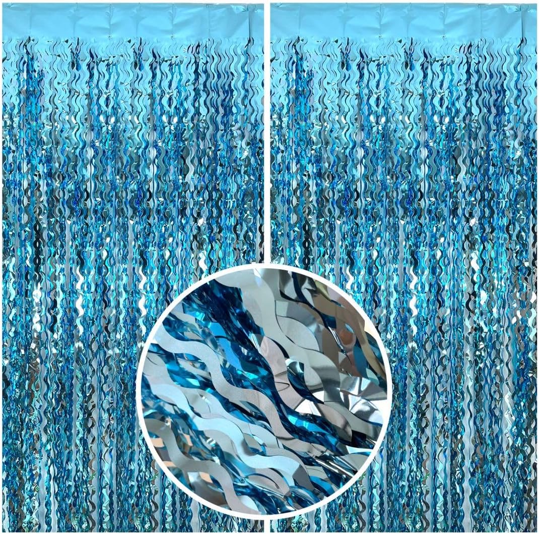 Blue Streamers Party Decorations, Blue Fringe Backdrop, Blue Birthday Decoration, Frozen Birthday Party Decorations, Ocean Party Decor, Under The Sea Party Decoration, Pool Beach Party Decorations