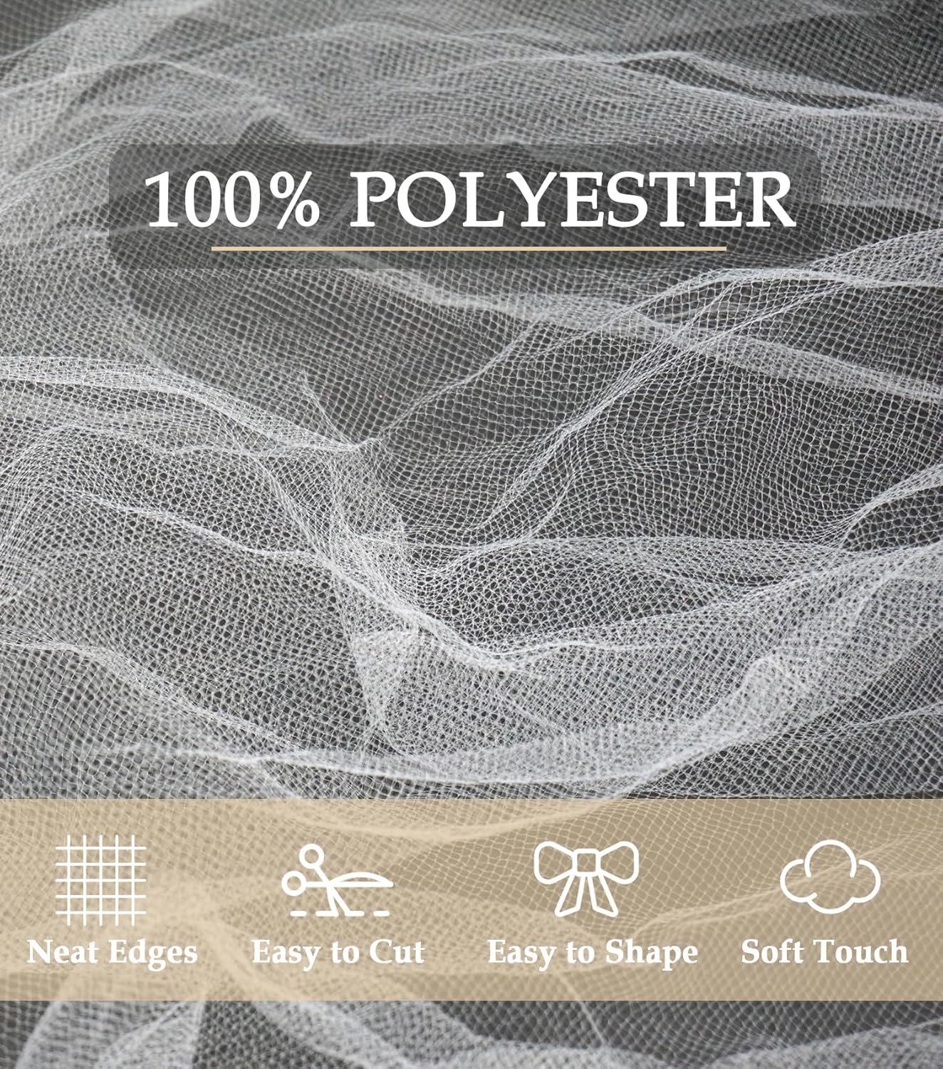 White Tulle Fabric 108" x 10 Yards (30FT) Tulle Bolt for Wedding Decoration DIY Tutu Party Backdrop Baby Shower Table Skirts Christmas Gift Wrapping