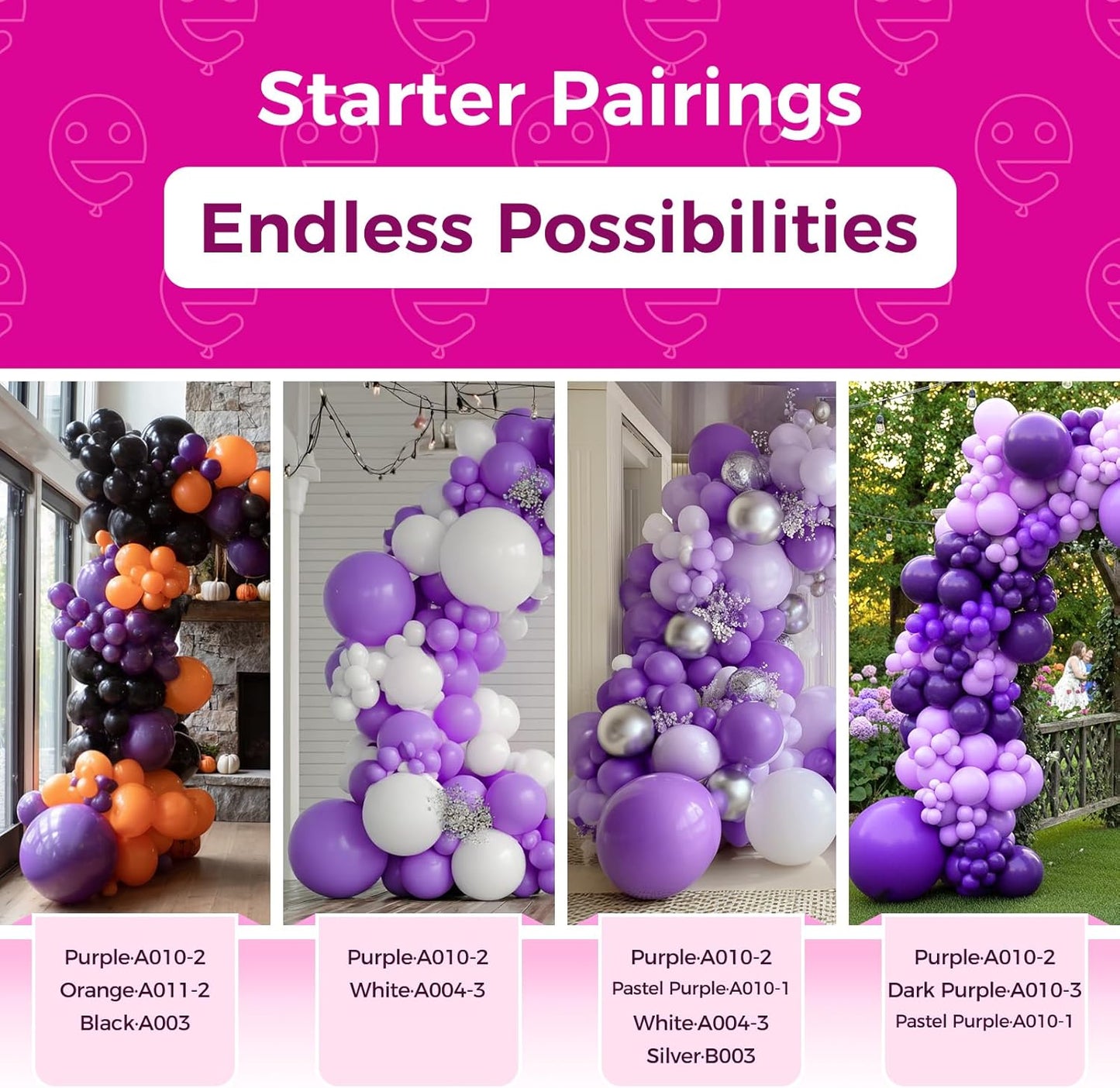 Bezente Purple Balloons Latex Party Balloons - 100 Pack 12 inch Round Helium Purple Balloons for Wedding Graduation Halloween Birthday Party Decorations