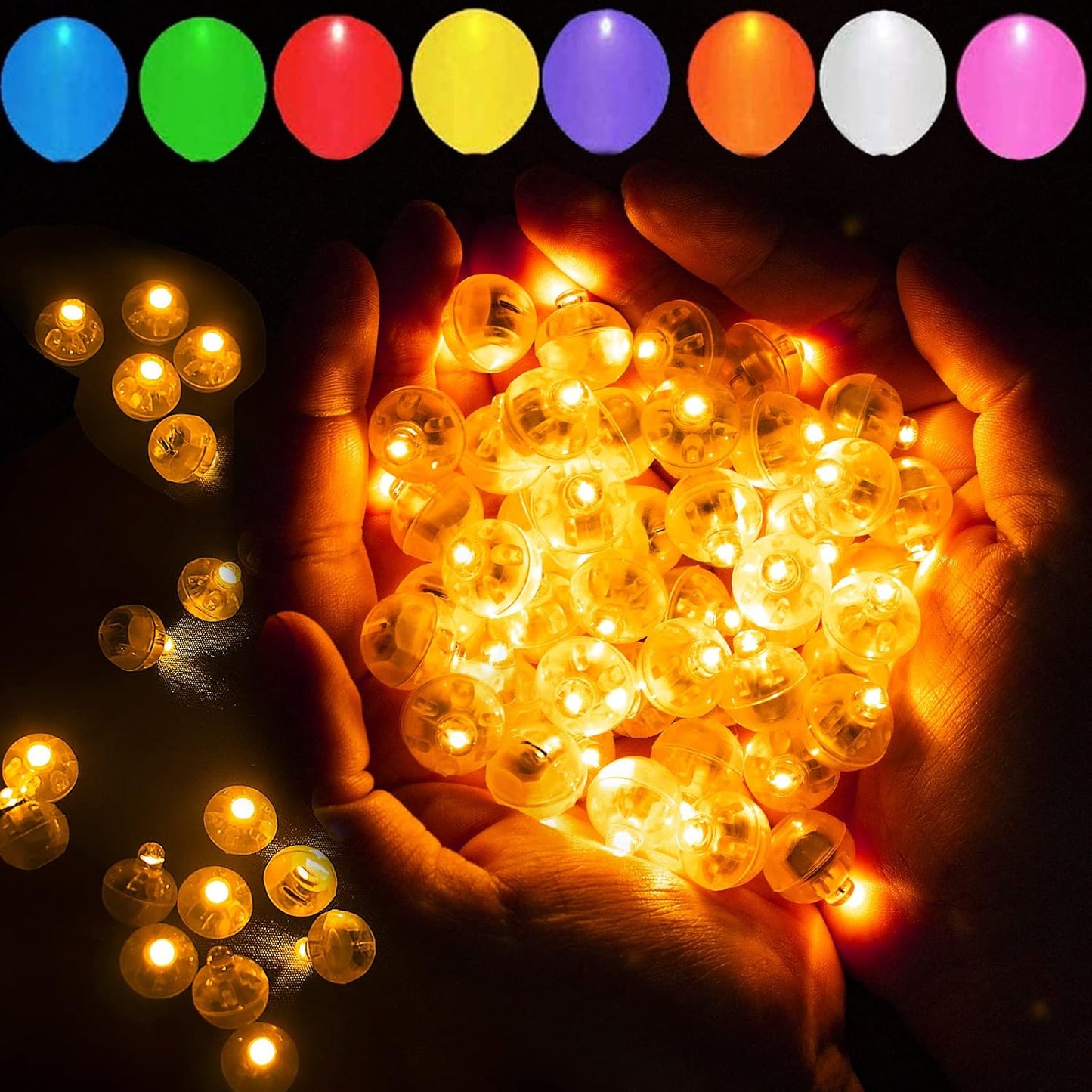 200pcs LED Orange Balloon Lights, Round LED Mini Lights for Paper Lantern Balloon Birthday Party Event Indoor Outdoor Wedding Decoration Halloween Christmas Supplies