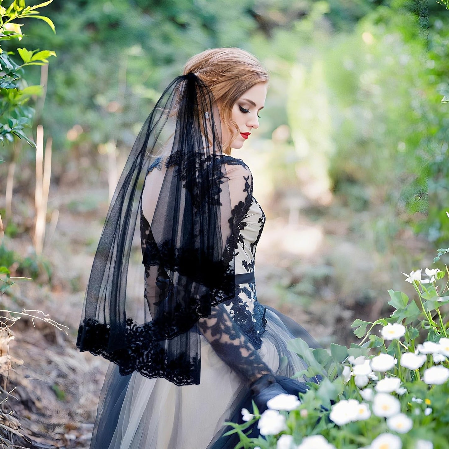 Ayliss Women Mesh Veils Black Bridal Birdcage Short Wedding Face Veil with Clip Tulle Gothic Bride Halloween Costume