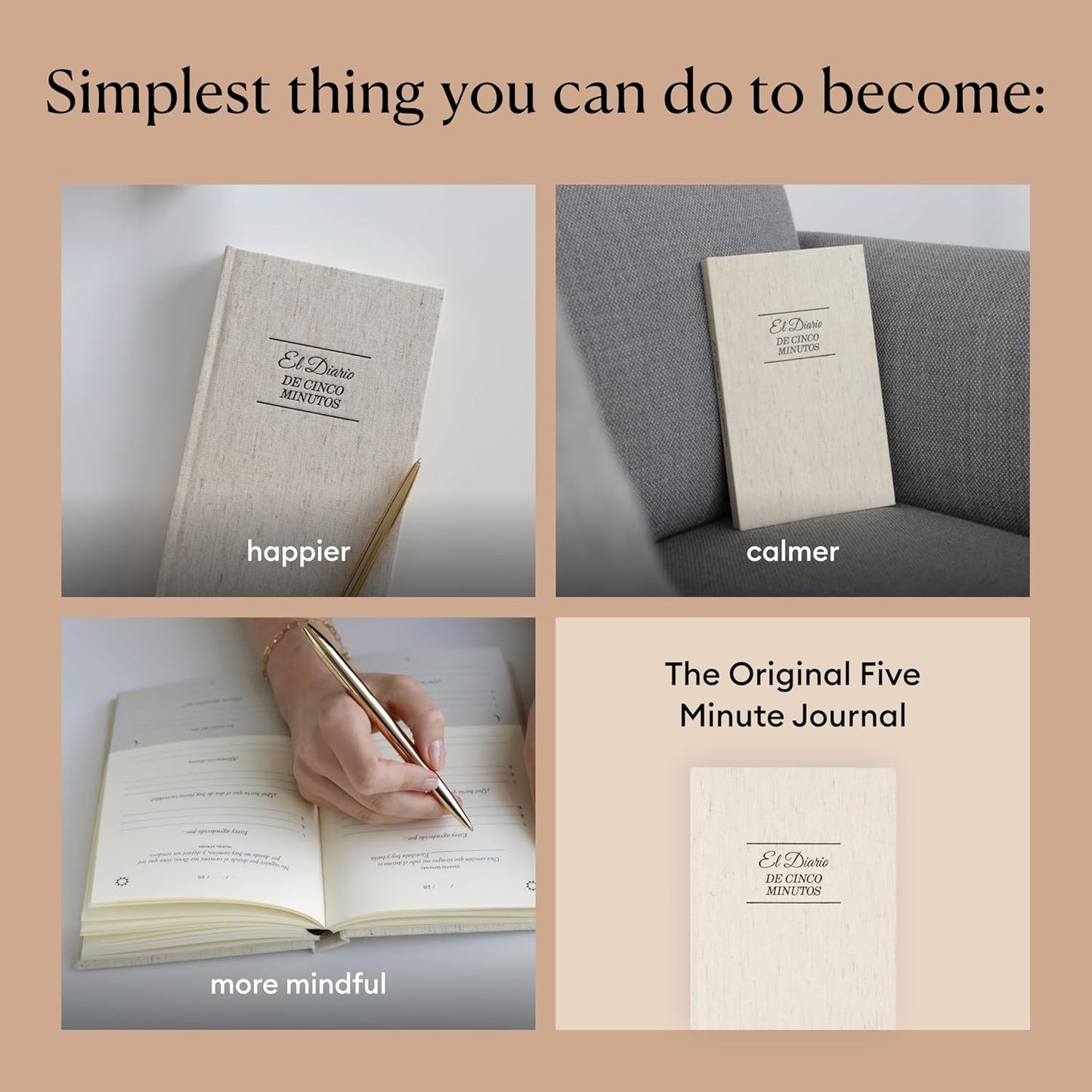 Intelligent Change Spanish Five Minute Journal, Original Daily Gratitude Journal, Reflection & Manifestation Journal for Mindfulness, Undated Daily Journal, Plastic-Free