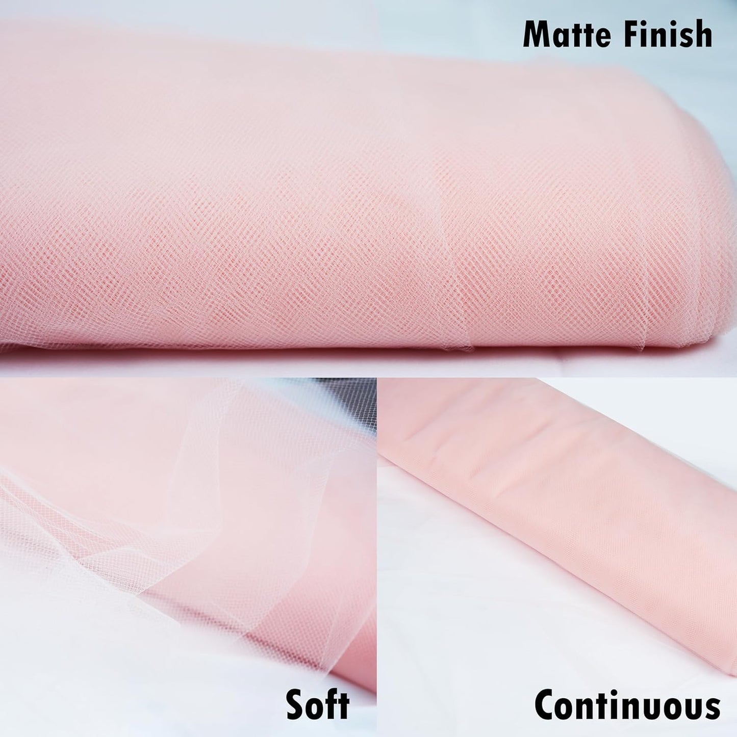 Craft And Party, Blush Fabric Tulle Roll 54 Inch by 40 Yards (120 ft) Fabric Tulle Bolt for DIY Tutu Skirt, Wedding and Decoration (Blush)