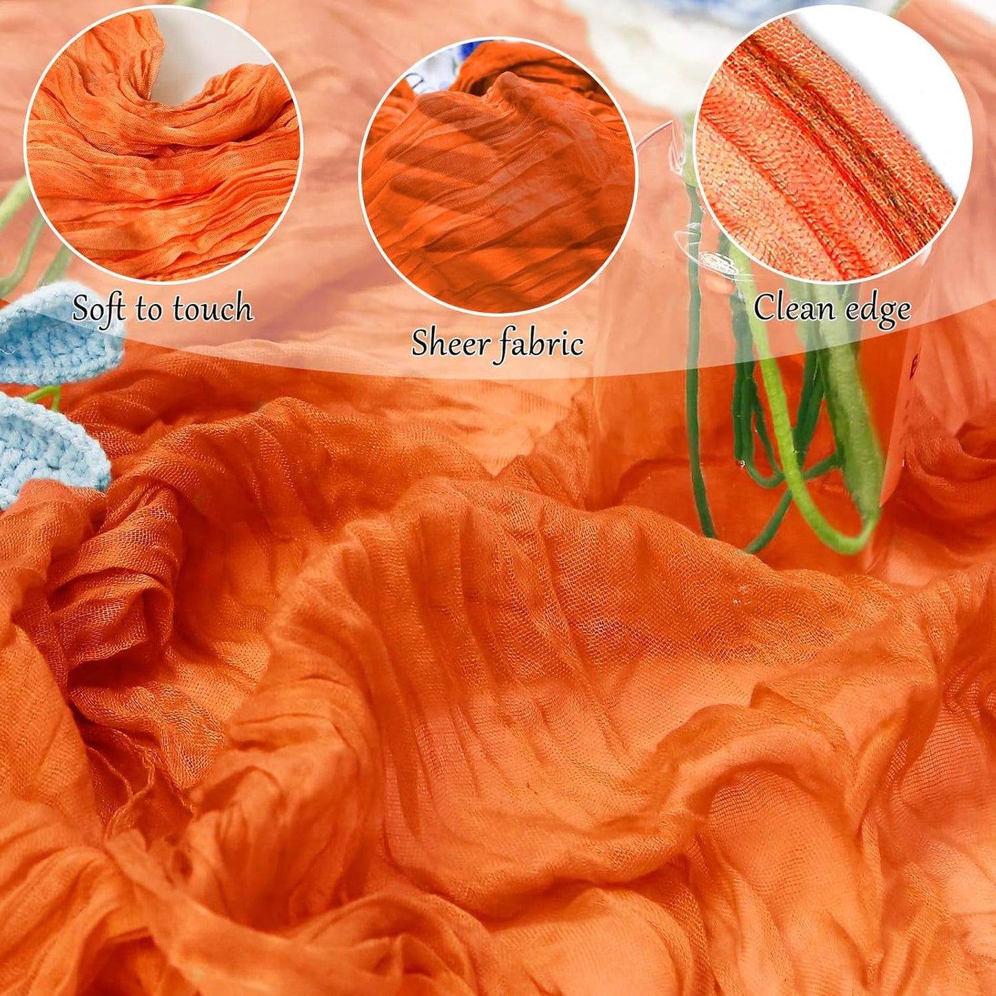 10-Pack Orange Cheesecloth Table Runners – 10FT (35x120 Inch) Boho Rustic Gauze Fabric Cheese Cloth Table Runner for Weddings, Baby Showers, Bridal Shower, Farmhouse & Birthday Party Decor