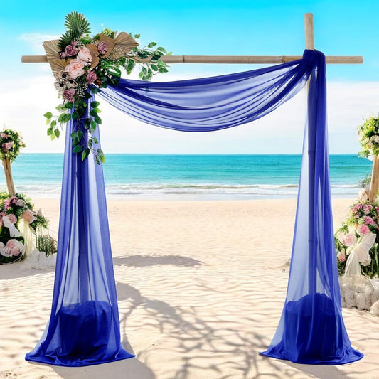 MDS Halloween Chiffon Draping Fabric - 2 Panel, 30" Wide x 20ft Long - Sheer Spooky Arbor & Canopy Drapery for Haunted House Backdrops, Party Ceilings, DIY Costumes & Themed Events - Royal Blue