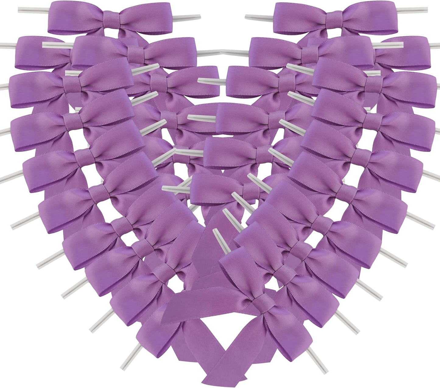 50pcs 2-1/2" Purple Satin Ribbon Bows with Twist Ties Mini Ribbon Bows for Candy Partiy Decoration Gift Packing&Wrapping Accessoried(Purple)