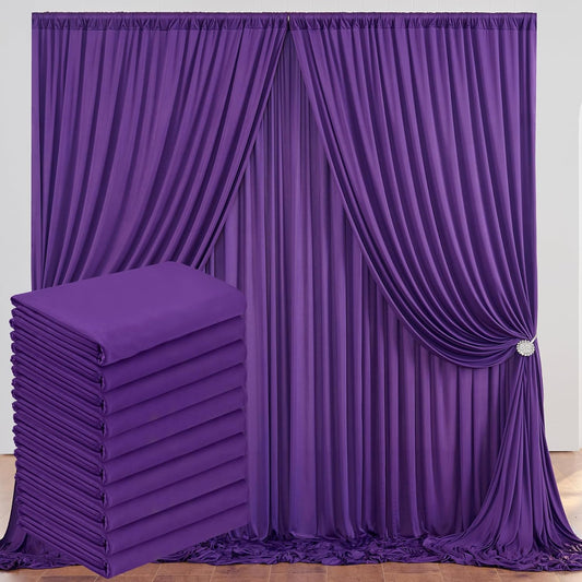 50 ft x 10 ft Wrinkle Free Purple Backdrop Curtain for Parties, 5ft x 10ft 10 Panels Polyester Purple Photo Backdrop Drapes for Wedding Birthday Party Baby Shower Fabric Photo Curtains for Mermaid