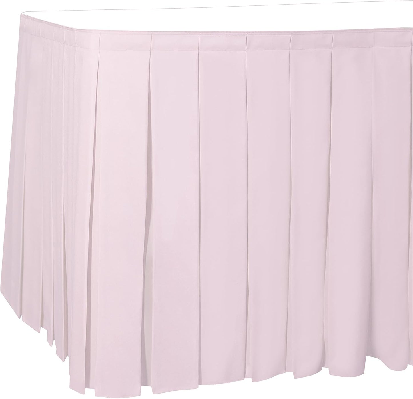 Ultimate Textile Pleat Polyester Fabric Table Skirt - Machine Washable Flame Resistant with Clips for Events, Weddings & Trade Shows, Cut & Sewn in Paterson, NJ - Ice Pink, 7' Box Pleat