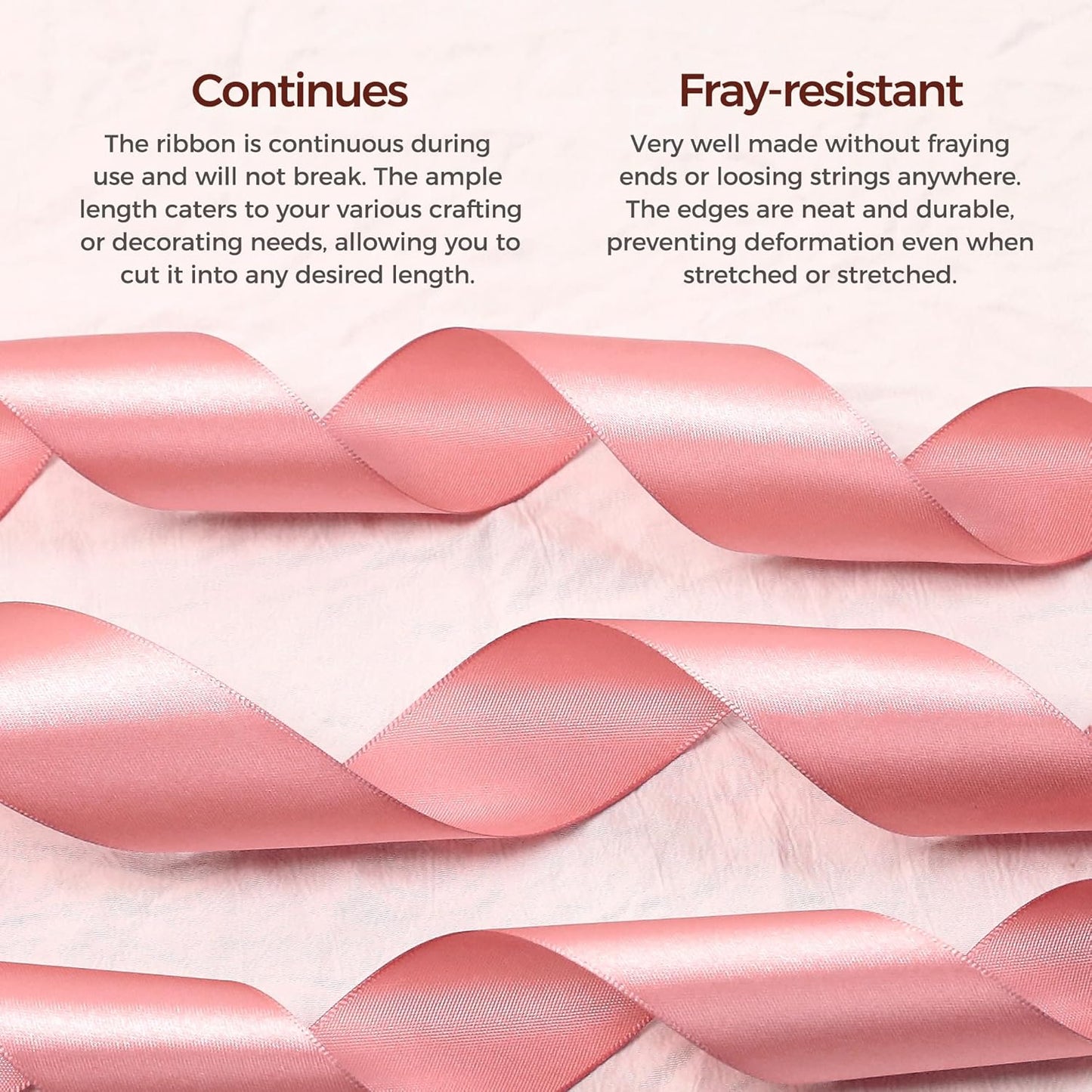 Rose Gold Satin Ribbon 1-1/2 inch X Continuous 50 Yards, Single Face Polyester Ribbon Perfect for Gift Wrapping, Flower Bouquet, Wedding Decor, Crafts, Bow Making, Sewing and More