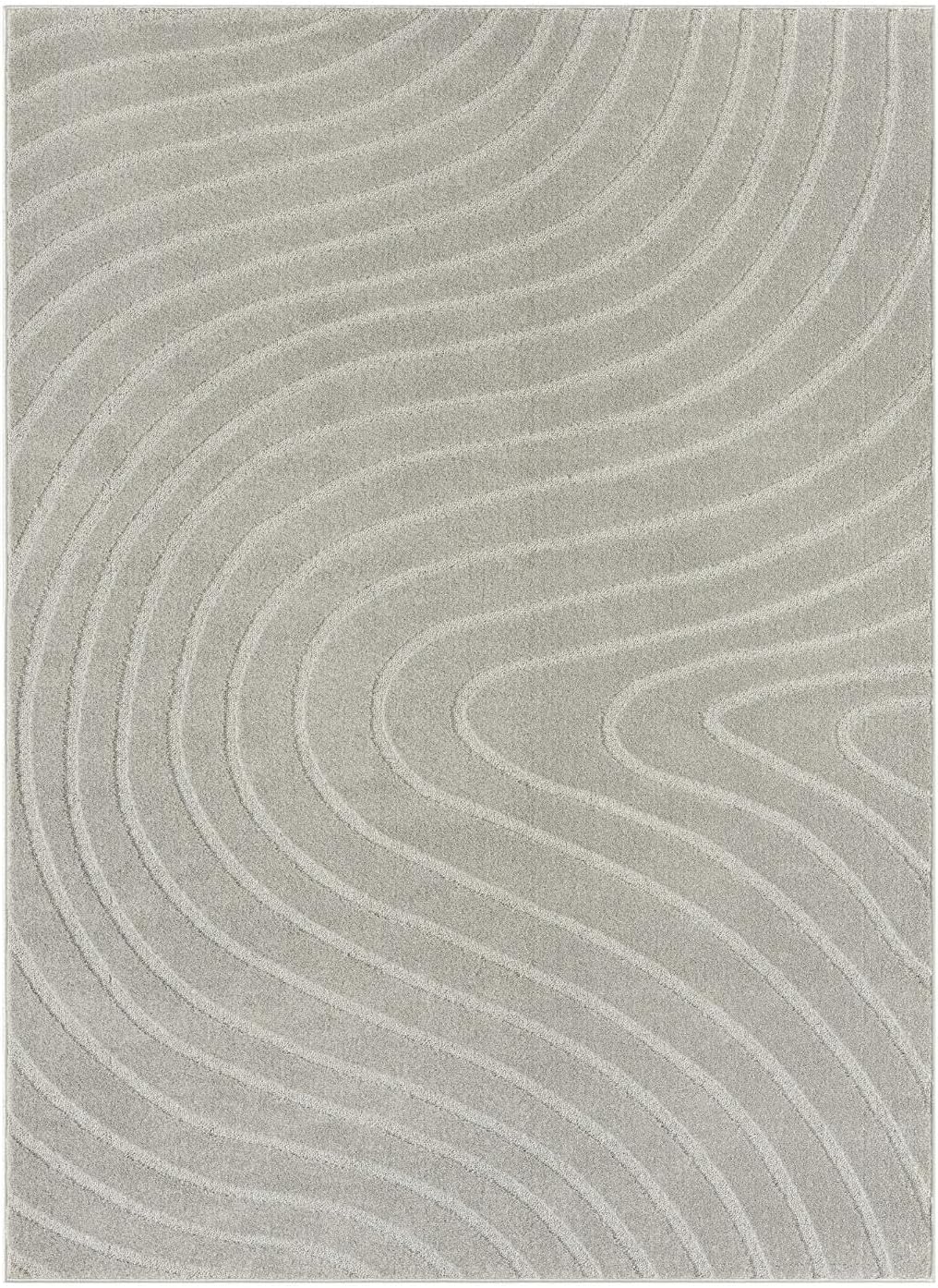LUXE WEAVERS Modern Geometric Wave Gray 4x6 Area Rug