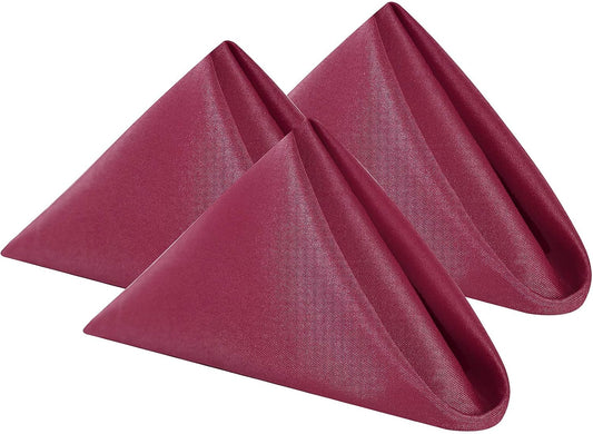 Cloth Napkins 20x20 inch Washable Polyester Dinner Napkins Soft Table Napkins for Wedding Party Dining Banquet(Burgundy,100PCS)
