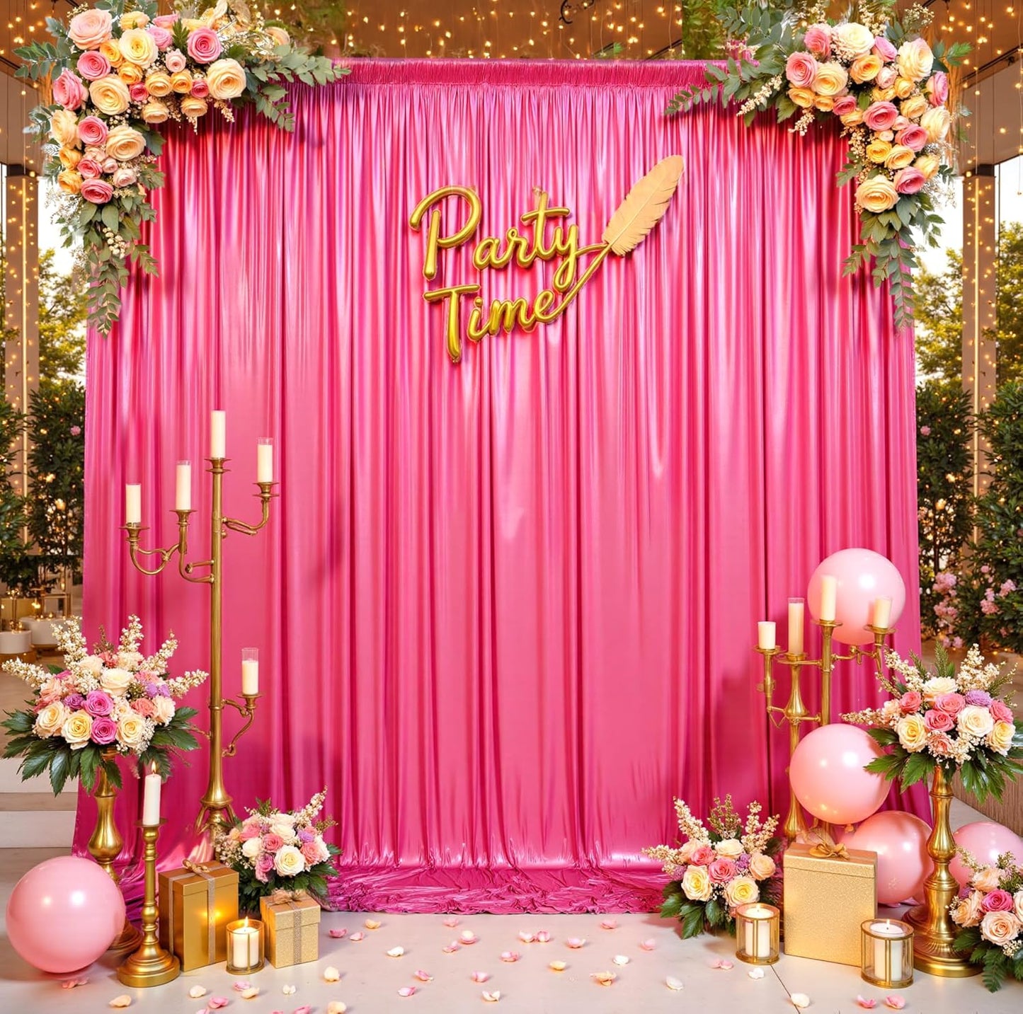 10ftx10ft Hot Pink Sequin Backdrop Curtain for Parties, Wrinkle Free Thick Glitter Sparkle Photo Backdrop Drapes 2 Panels 5x10FT Shimmer Back Drop Cloth for Wedding Birthday Photography Background