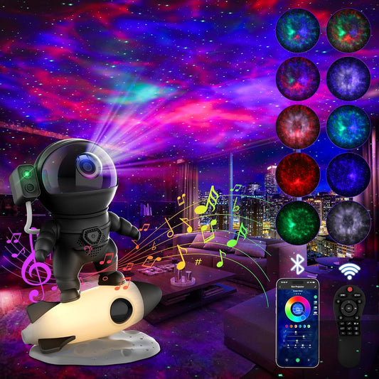 Astronaut Galaxy Projector for Bedroom, Star Projector Galaxy Light with App & Remote Control, White Noises, Bluetooth Speaker, Rocket Night Light for Kids, Ceiling, Gifts, Room Decor