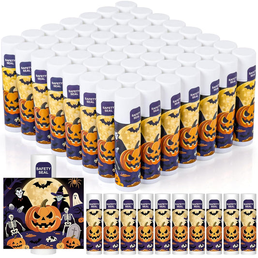 DMSKY 60 Pcs Halloween Lip Balm Bulk, Halloween Party Favors Bulk, Halloween Goodie Bags Fillers for Trick or Treat