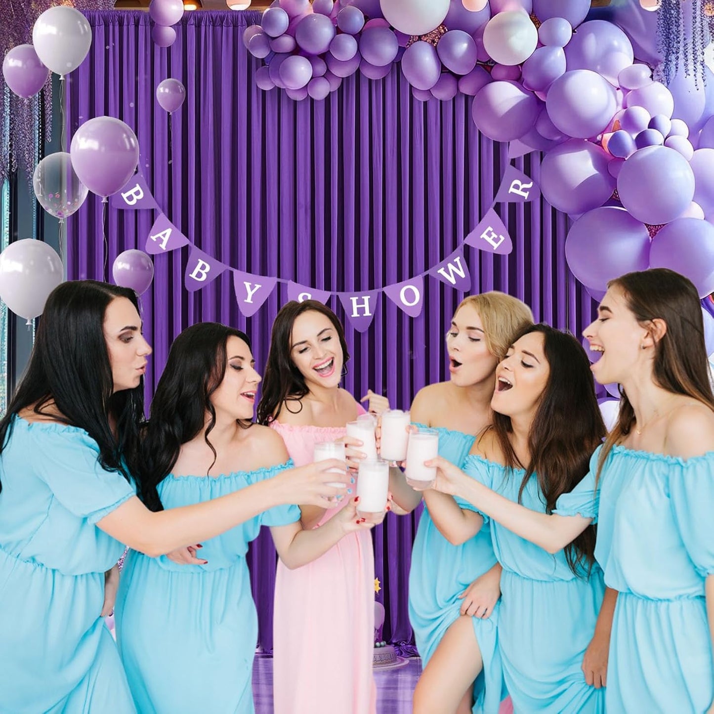 10 x 7 Feet Purple Backdrop Curtain for Partie, Background Curtains for Photoshoot, Birthday, Wedding, Halloween, Thanksgiving, Christmas Day, New Year Party Decorations 5Ft x 7Ft, 2 Panels