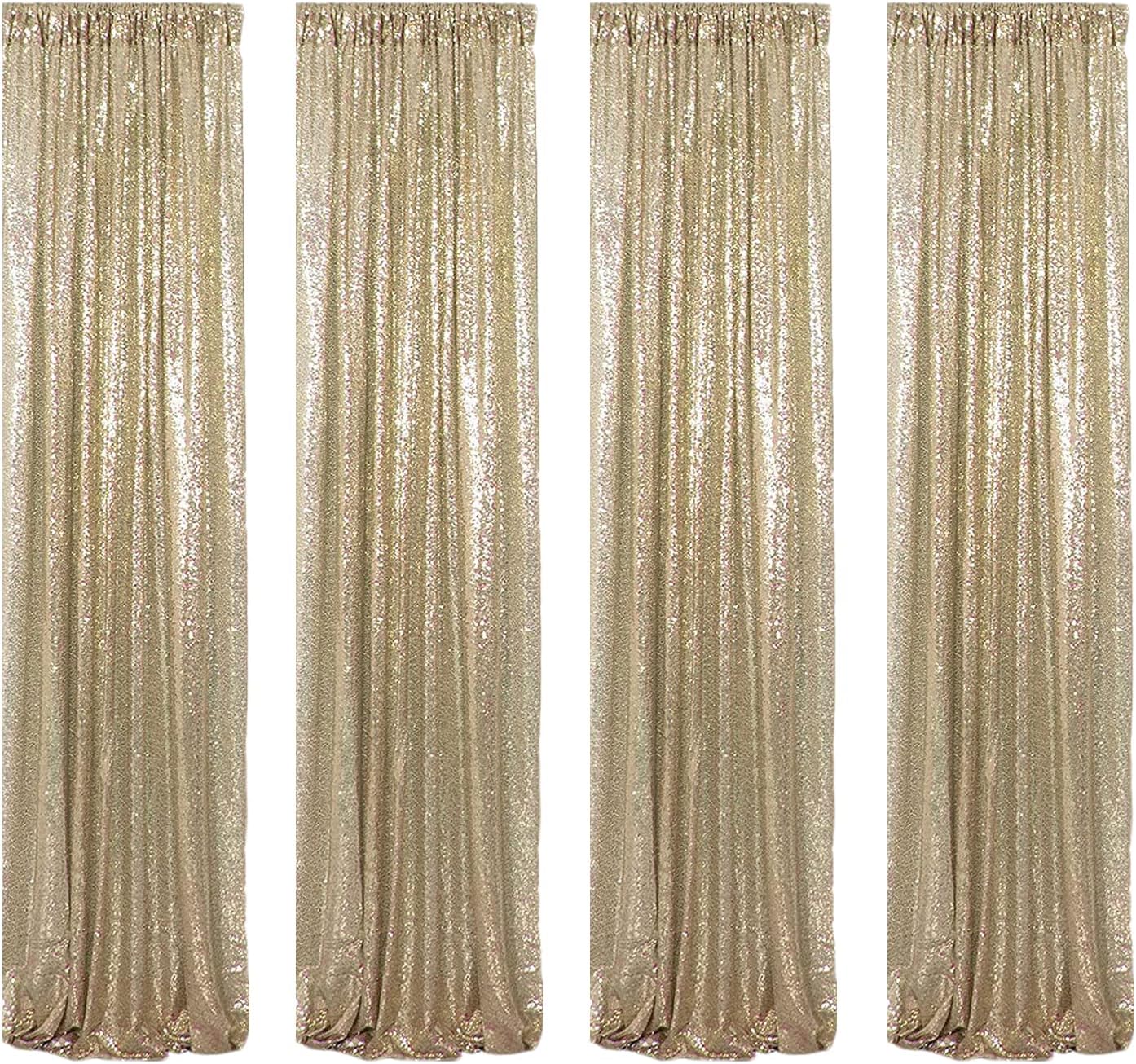 Champagne Sequin Backdrop 4 Panels 2FTx8FT for Wedding Photo Backdrop Birthday Bridal Party