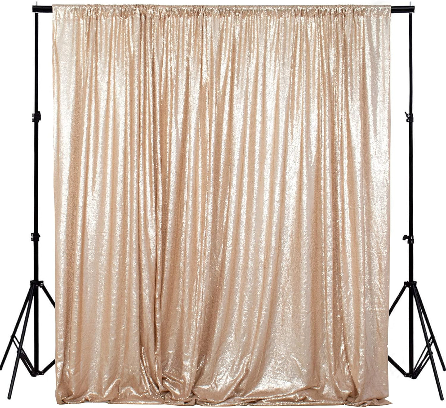 ShiDianYi Sequin Backdrop Curtain 10x10 FT Champagne Sequins Fabric Background for Photography Shimmer Sequined Backdrops for Parties Champagne Blush Curtain for Wedding