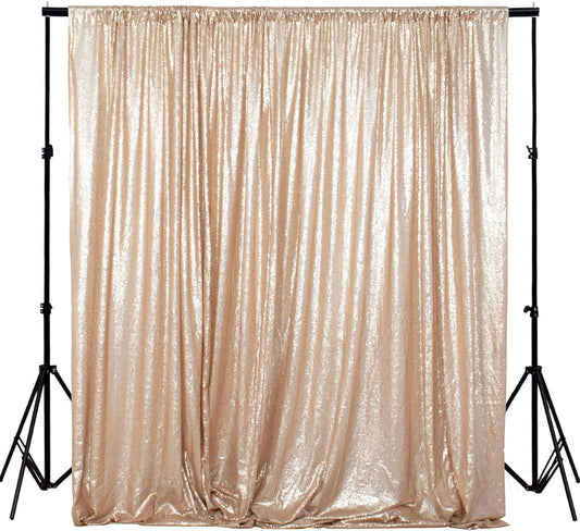 ShiDianYi Sequin Backdrop Curtain 10x10 FT Champagne Sequins Fabric Background for Photography Shimmer Sequined Backdrops for Parties Champagne Blush Curtain for Wedding