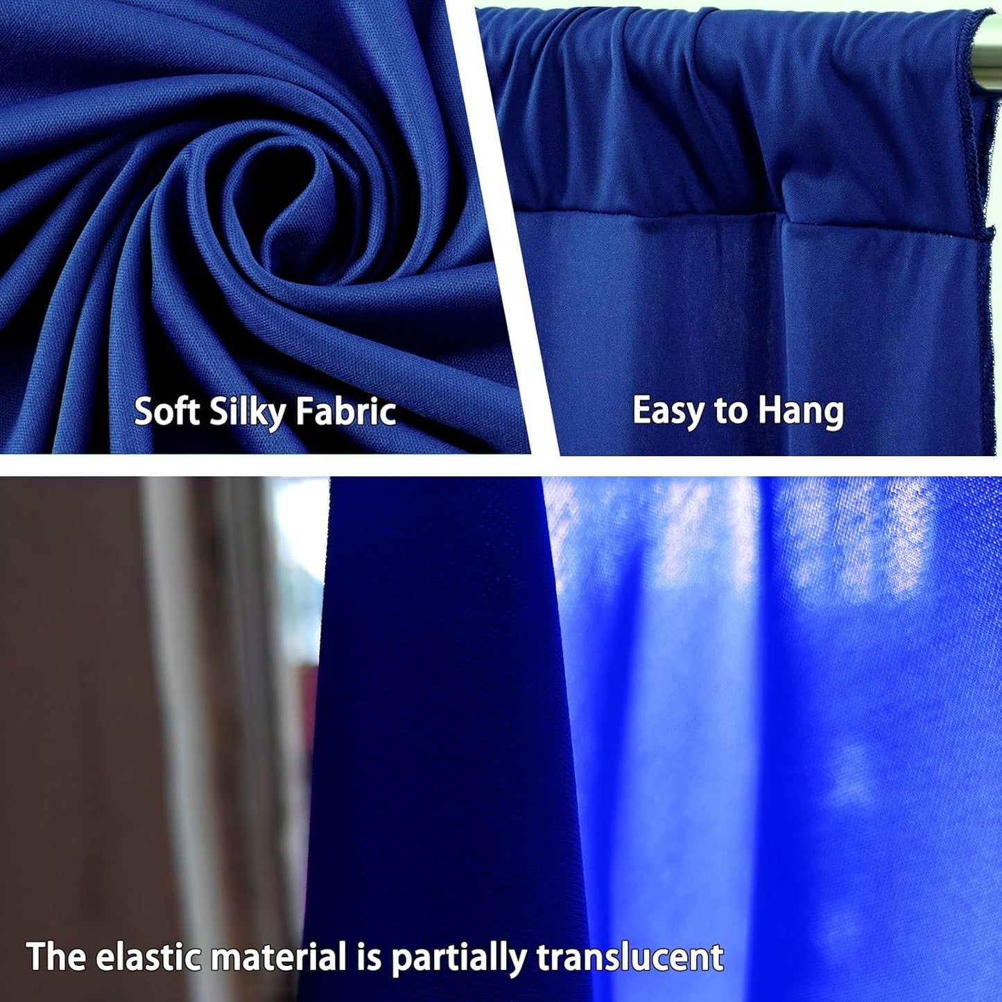 10 x 7 Feet Blue Backdrop Curtain for Partie, Background Curtains for Photoshoot, Birthday, Wedding, Halloween, Thanksgiving, Christmas Day, New Year Party Decorations 5Ft x 7Ft, 2 Panels