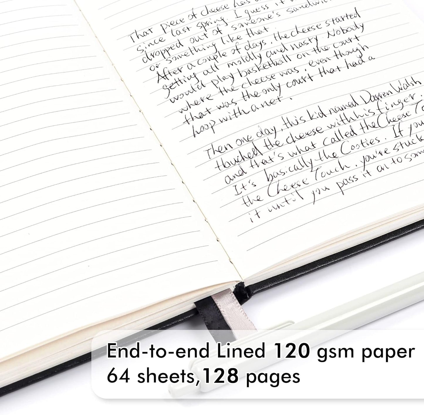 5 Pack Journal Notebook Bulk for School, Feela Hardcover Business Notebooks Classic Ruled Lined Journals with Pen Holder for Work Note Taking, with 5 Black Pens, 120 GSM, 5.1”x8.3”, A5, Black