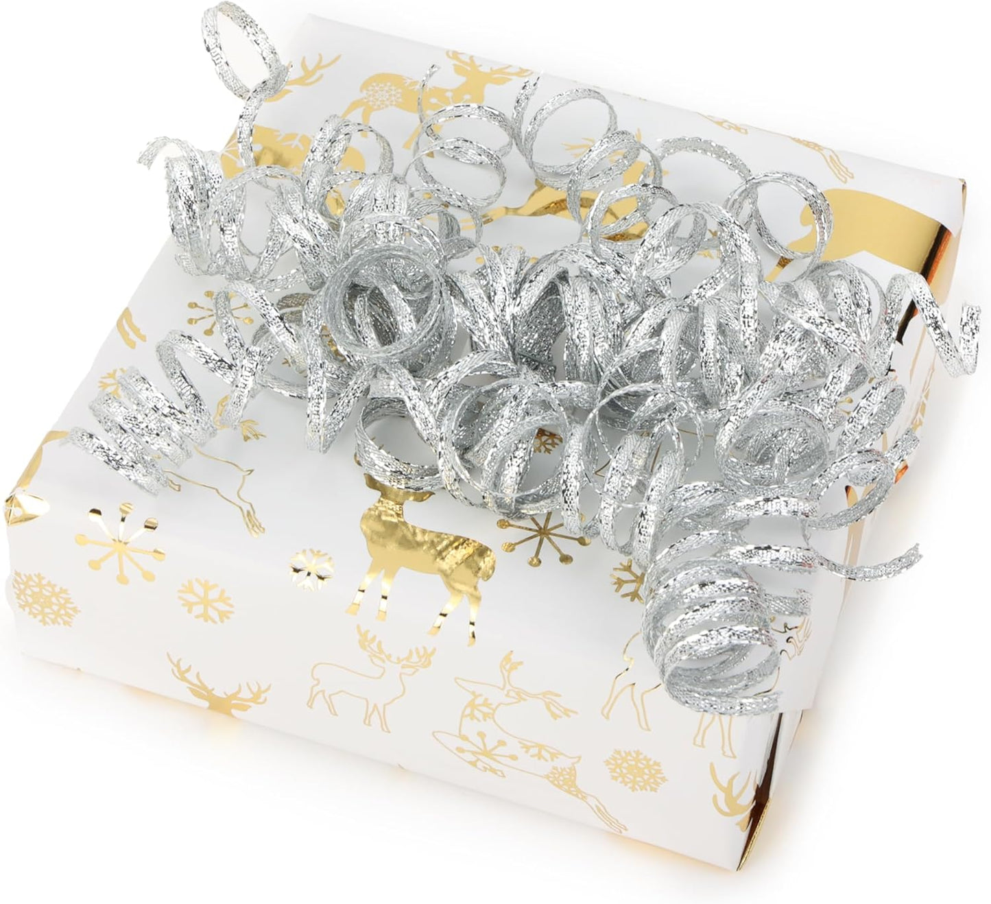 6" Metallic Silver Christmas Curly Ribbon Bows for Gift Wrapping Self Adhesive Gift Bows for Holiday Decor, Baskets, Birthday, Wedding, Presents, Party Favors Decorations 6 Counts