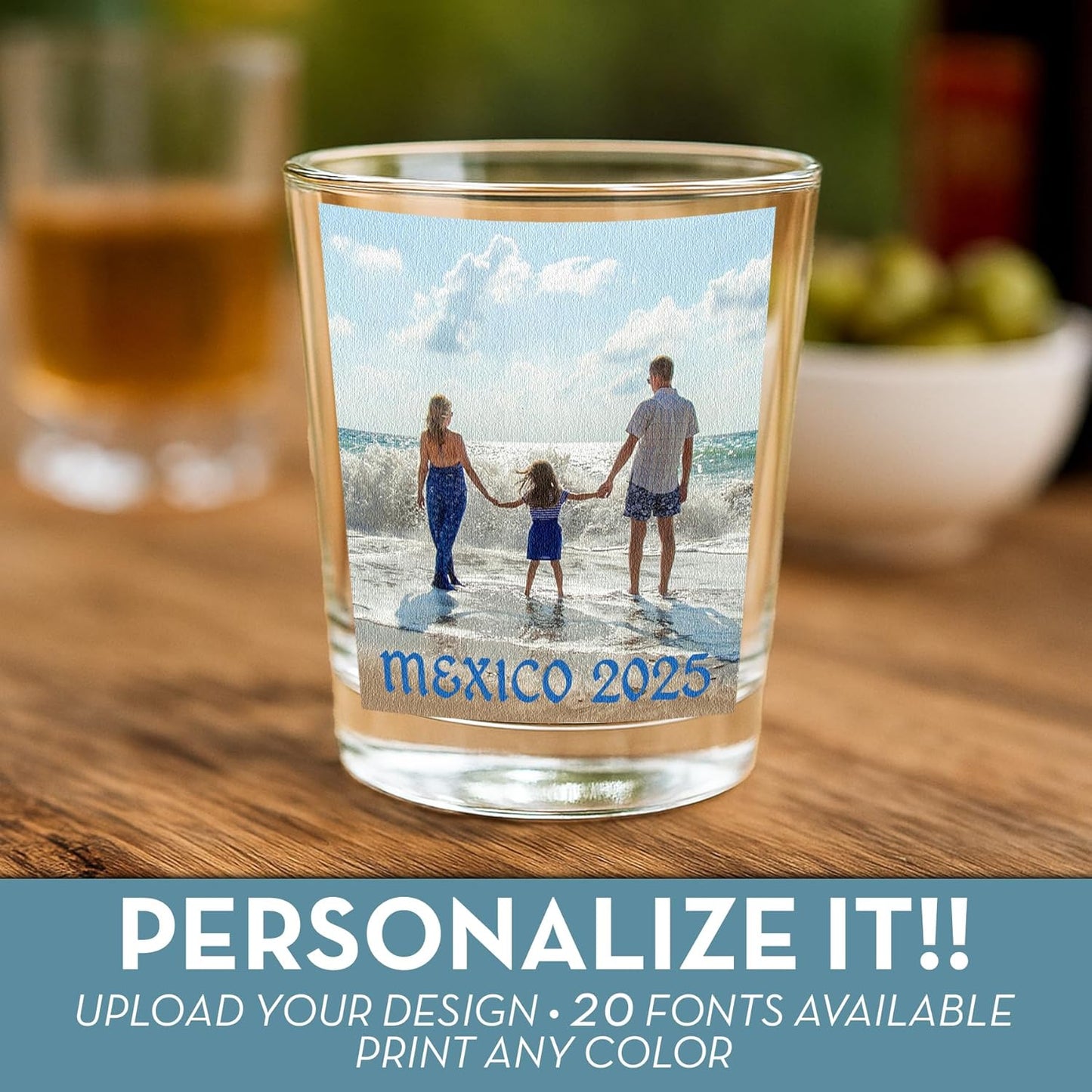 1pk Personalized Printed Photo 2.5oz Shot Glass - Mother's Day Gifts for Dads and Moms,custom image or pictures–anniversaries, party favors, bachelor or bachelorette party,21st birthday shot glass