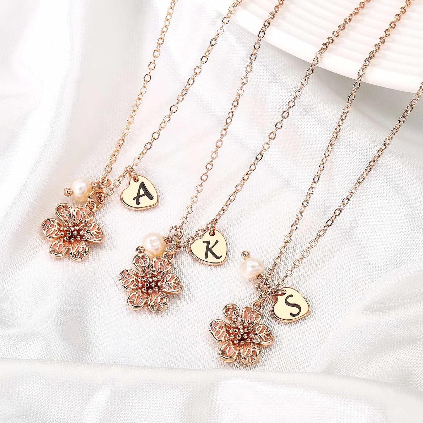 IEFLIFE Flower Girl Gifts - 14K-Gold-Plated Heart Initial Necklace Wedding Gift for Girls