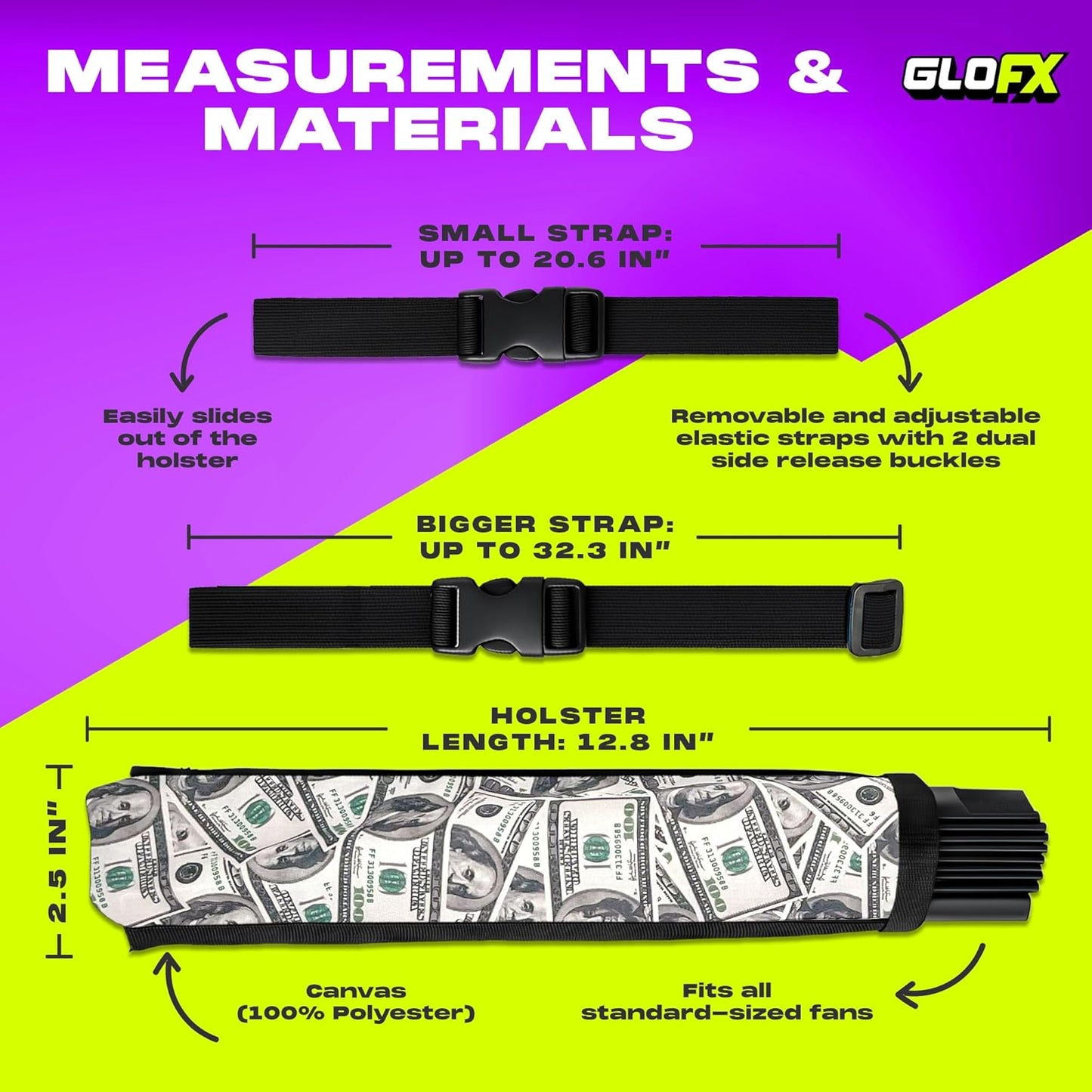 Money Fan Holster – Belt Clip Holder for Folding Hand Fans – Waist Holster Accessory for Festivals, Dance, and Performance Use