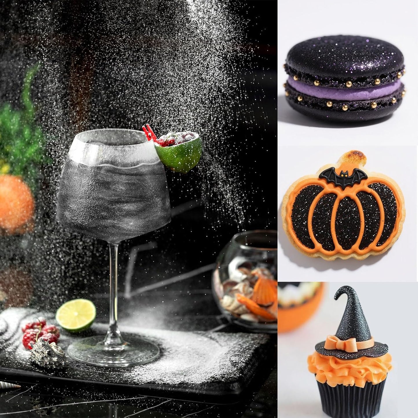 Black Edible Glimmer Powder Glitter - Colaele 5 grams Food-Grade Luster Dust Metallic Fancy Food Decorating Sprinkle Glimmery Brew Dust for Cake Decorations Drinks Wine Beverage Candy Dessert, Vegan