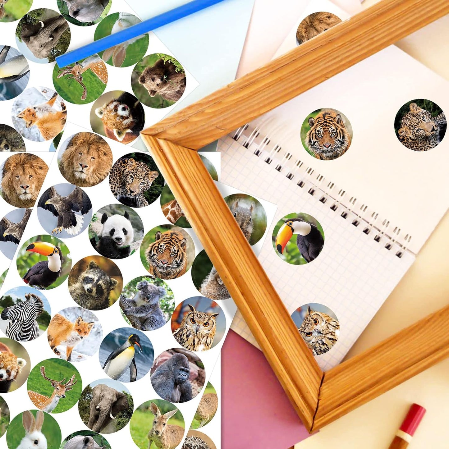 480 Counts Cute Jungle Zoo Wild Animal Stickers 1.5 Round Adhesive Labels Stickers for Baby Shower Wild One Birthday Party Favors Goodie Gift Bag Invitation Envelope Sealing Birthday Card Wrap Decor