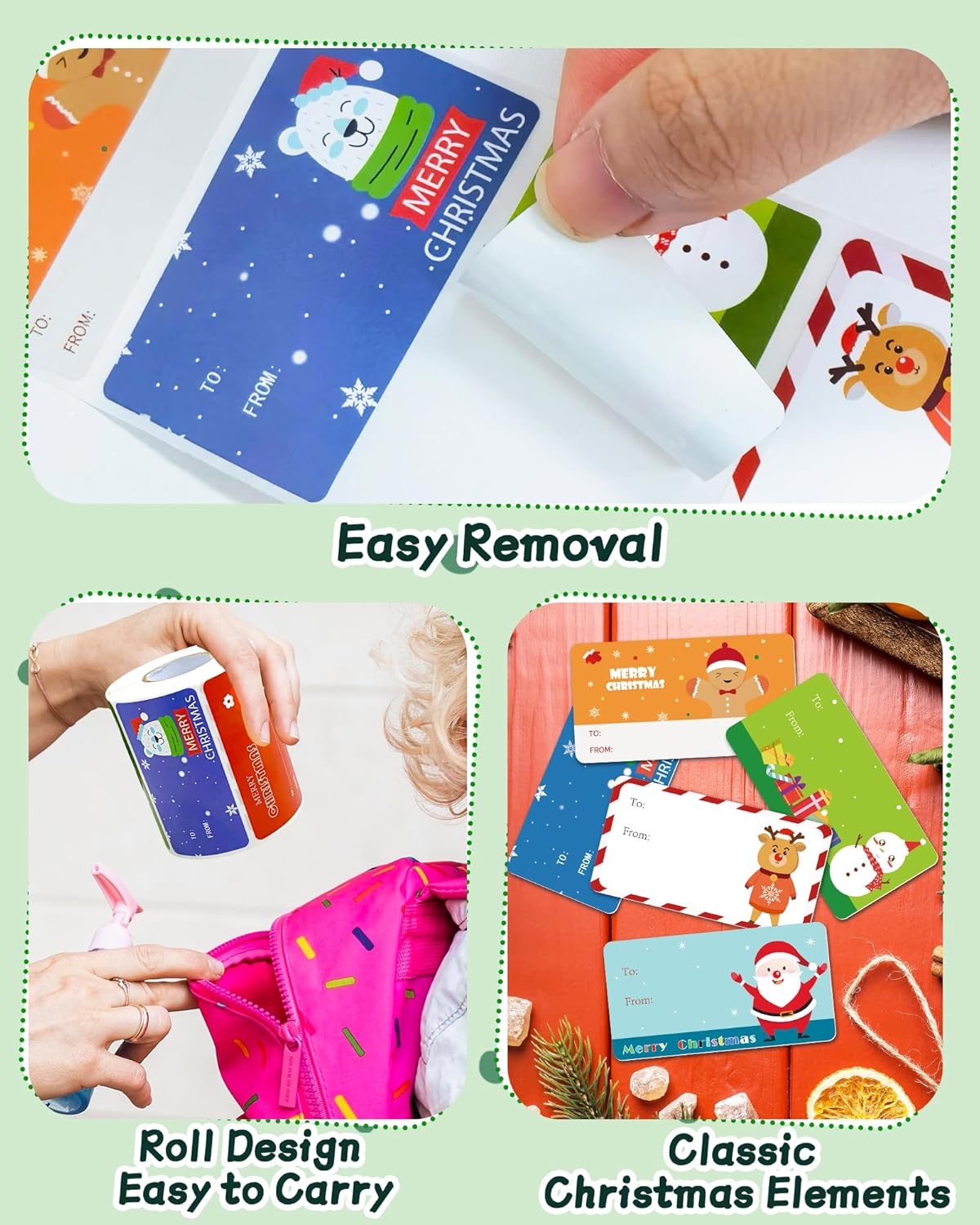 500 Pcs Christmas Gift Tags Stickers for Christmas Presents, Wrapping Paper, Christmas Name Stocking Tags Christmas Labels Stickers for Christmas Gifts Bags Presents Decorations