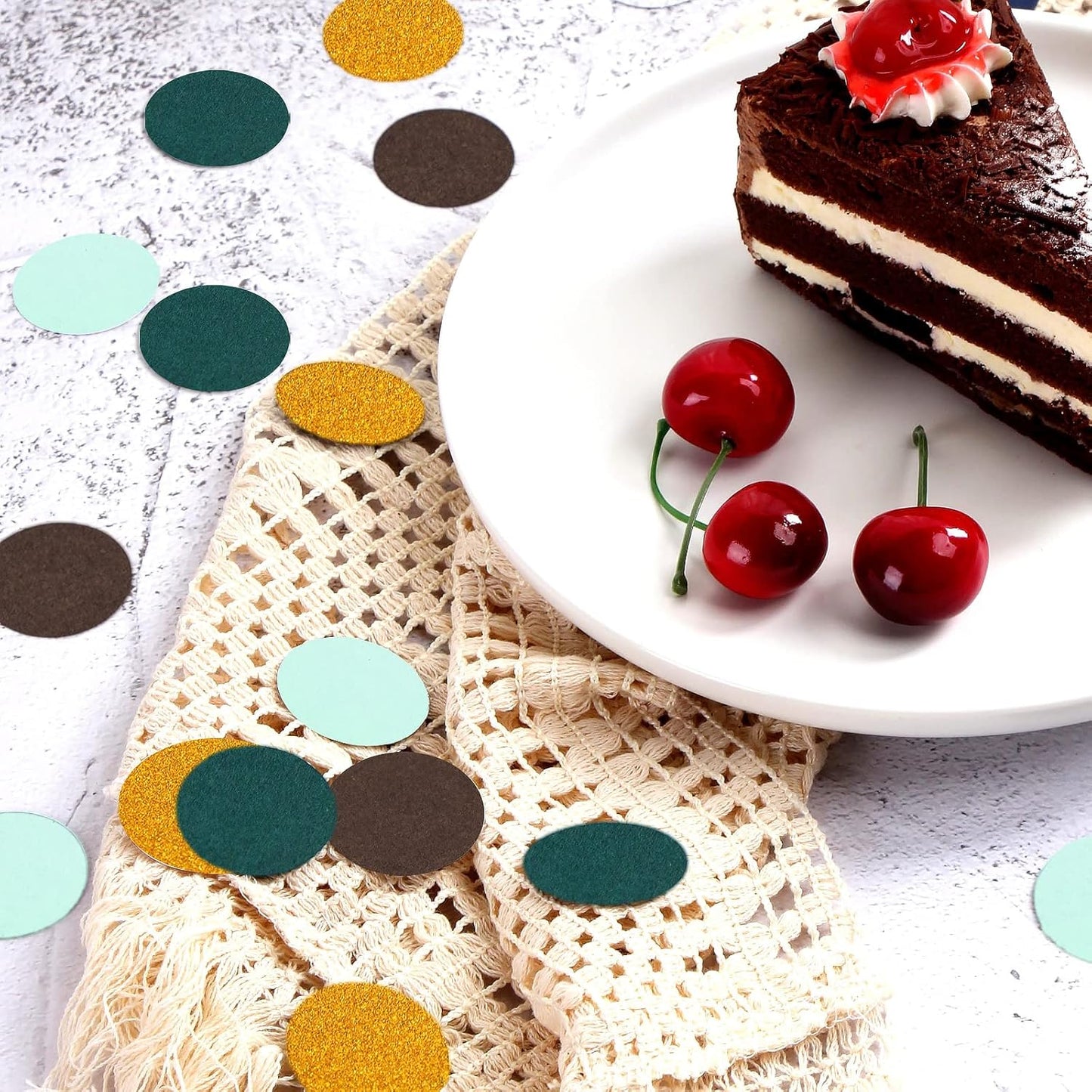 Sage-Green Gold Brown Party Decorations - 300pcs Confetti Paper Dot Table Decor for Gender Neutral Baby Shower Decoration,Bridal Shower,Birthday with Rustic,Boho,Woodland Theme