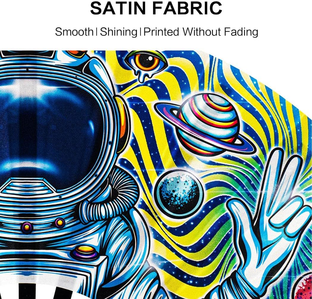 13" Large Rave Fan Bamboo, Folding Clack Hand Fans Foldable for Men Women, Boots on the Ground Poping Fan for EDM Festival Line Dance Decoration, (Space, Large 13")