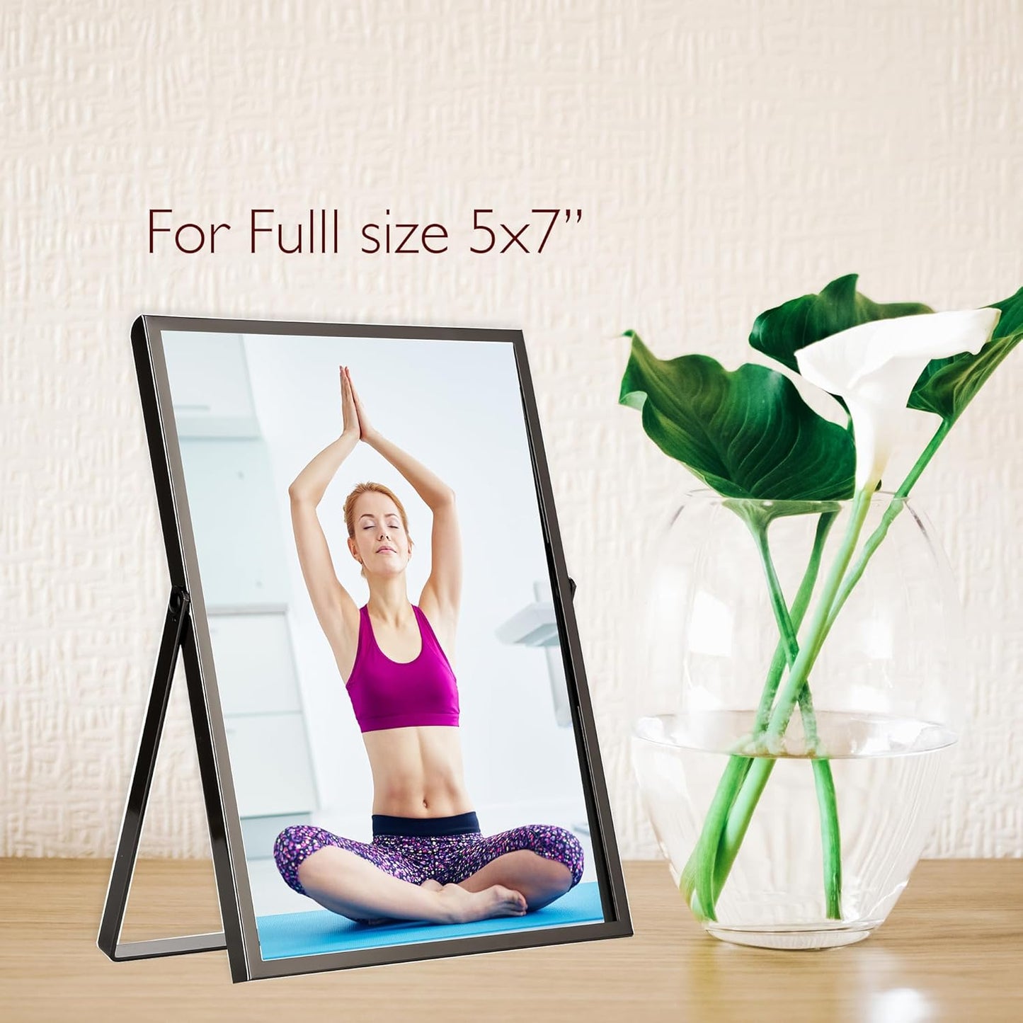 Charcoal Black 5x7'' Floating Frame Set of 2,For Photo Sizes 3.5x5'',4x 6'',Metal Frames for Tabletop,Shelf Display, for Gift Choice Wedding,Christmas,Birthady,Home or Office Decor.