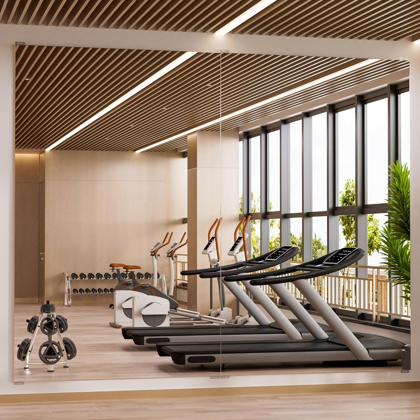 brisafe 2PCS 75" X 47" Gym Mirror - Full Length Wall Mirror for Gyms, Dance Studios, Home and Yoga - Easy Installation, Ultra Light Shatterproof Nano Miorror Reduces 60% Commercial Insurance Costs