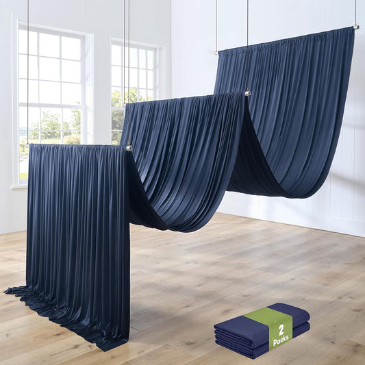 PartyVillage 2 Panels 5ftx30ft Navy Blue Ceiling Drapes for Wedding Parties – 30 FT Extra Long Thick Polyester Wrinkle-Free Drapery Tent Decor Decorations for Birthday Party Ceremony Stage Swag