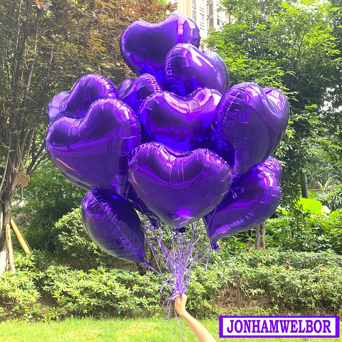 Jonhamwelbor 20Pcs 18 inch Purple Foil Mylar Heart Shape Balloons Decorations Valentines Birthday Wedding Baby Shower Party (Purple)