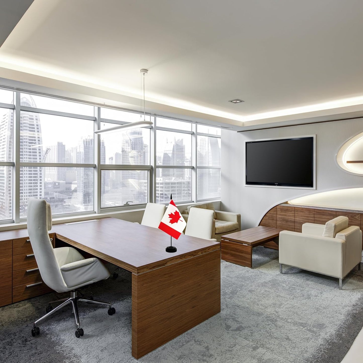 2 Pack Canada Desk Flag, Canadian Table Office Flag with Solid Pole and Stand Base, International Country Flag, Festival Celebration, Classroom Meeting Desktop Decoration (Canada)