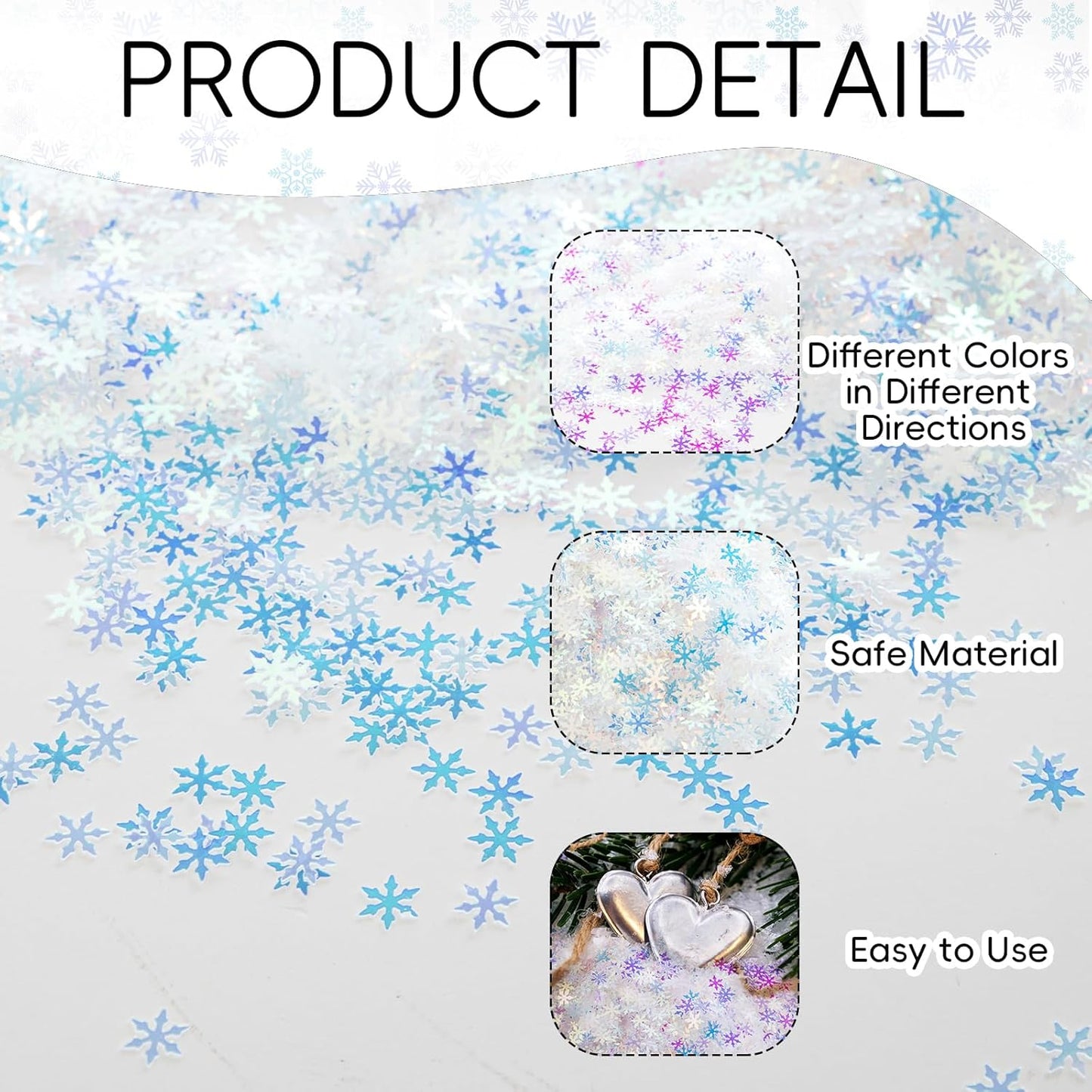2000pcs/50g Christmas Snowflakes Confetti Decorations,Iridescent Snowflake Table Confetti Glitter Snowflake Sequins for Winter Wonderland Party Home Decoration