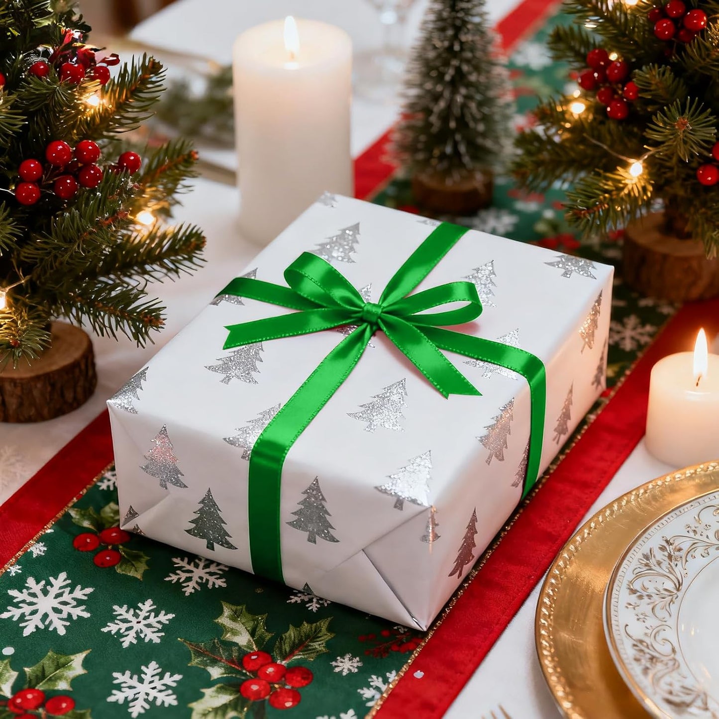 5/8 Inch 100 Yards Satin Ribbon Green, Solid Color Fabric Ribbon for Gift Wrapping, Wedding, Polyester Gift Ribbon for Birthday Party Decoration, Craft, Hair, Floral, Sewing