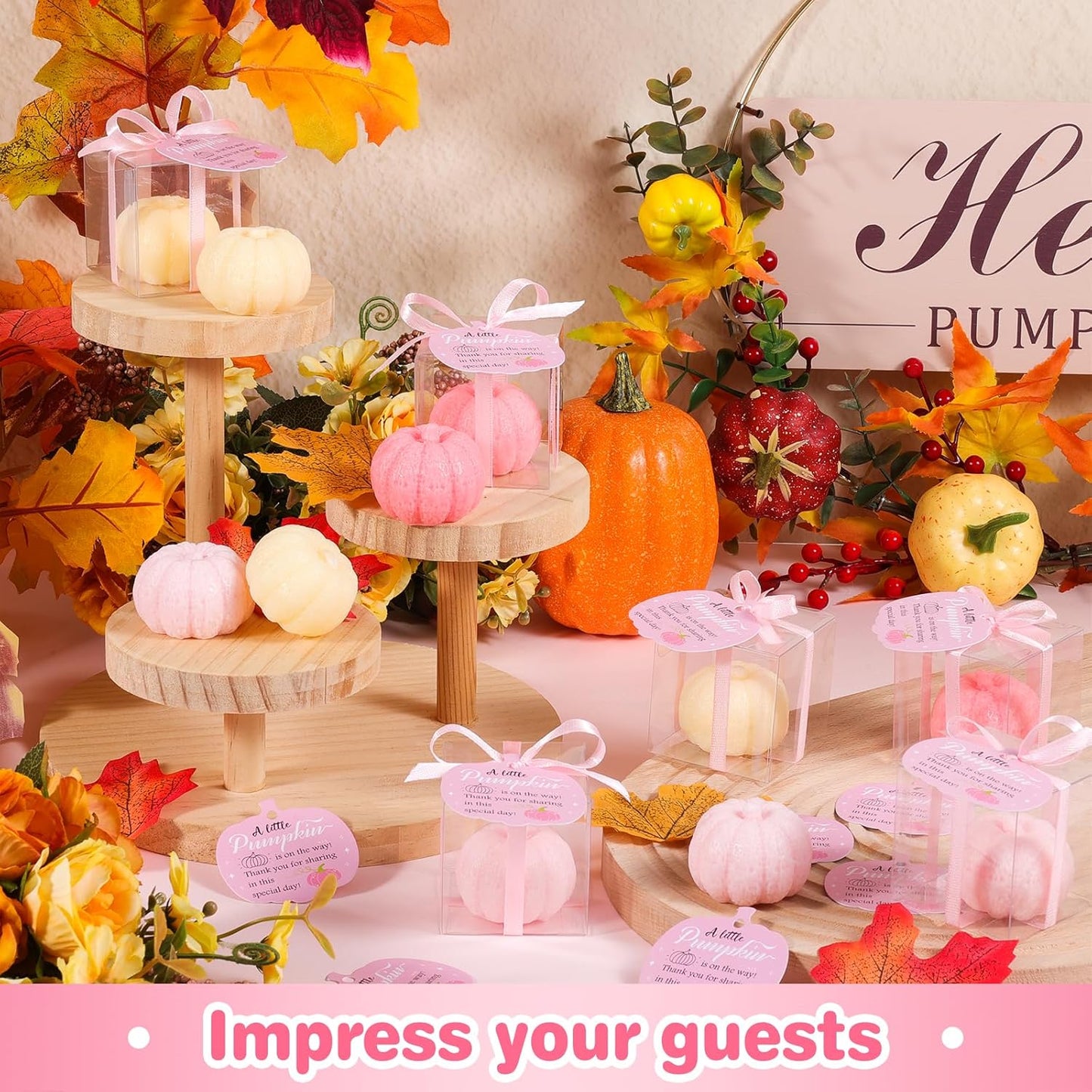 30 Set Pumpkin Soap Baby Shower Favors, Pink Mini Pumpkin Soap Baby Shower Decoration with Thank You Cards and Boxes Guest Gifts for Fall Thanksgiving Gender Reveal Wedding Autumn Party Supplies, Pink