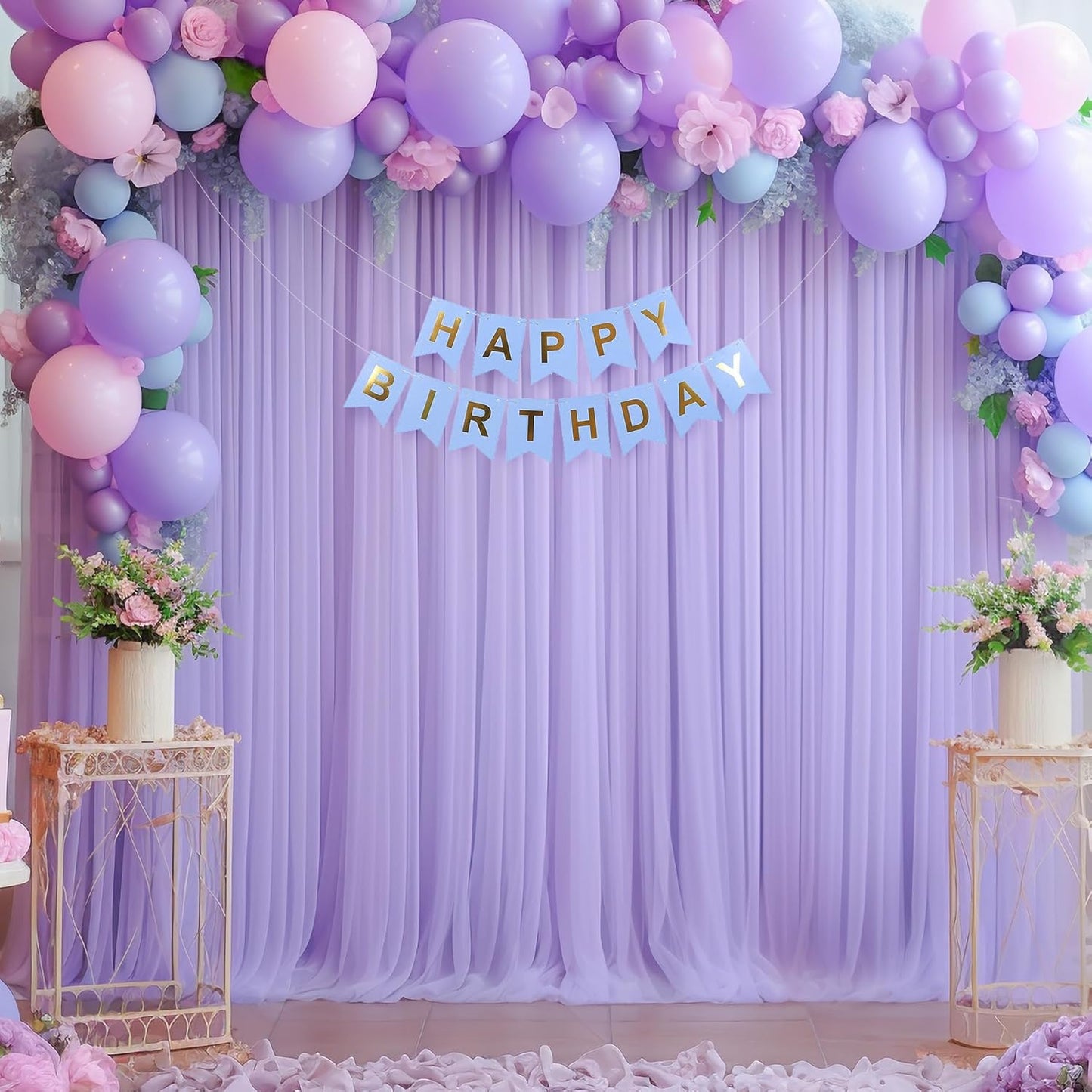 20x10 Purple Tulle Backdrop Curtains for Parties, Sheer Backdrop Curtain Wedding Photo Background Drapes for Baby Shower Photography Birthday Party