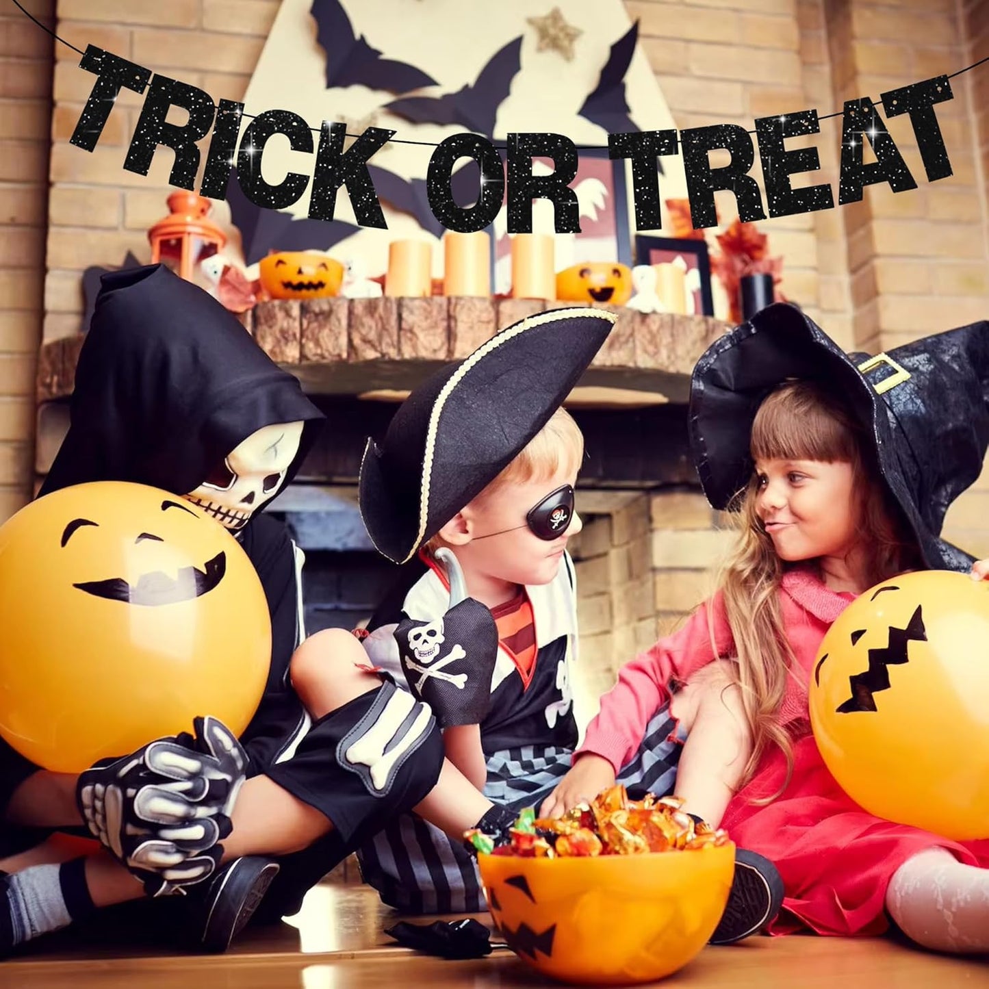 BEISHIDA 116 PCS A-Z Glitter Black DIY Letter Banner Kit Make Your Own Banner，Including 111 Letters and Numbers 3 Rope and 2 Threading Device,Customized for Birthday Graduation Wedding Halloween Party Decor