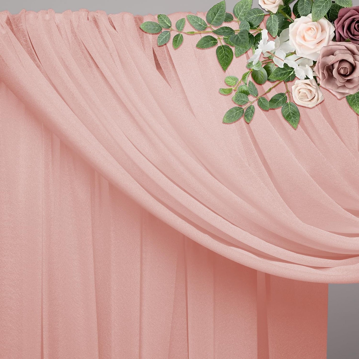Wedding Arch Draping Fabric 1 Panel 28.7" x 20FT Blush Sheer Chiffon Backdrop Drapes for Wedding Ceremony Birthday Party Bridal Shower Outdoor Decoration