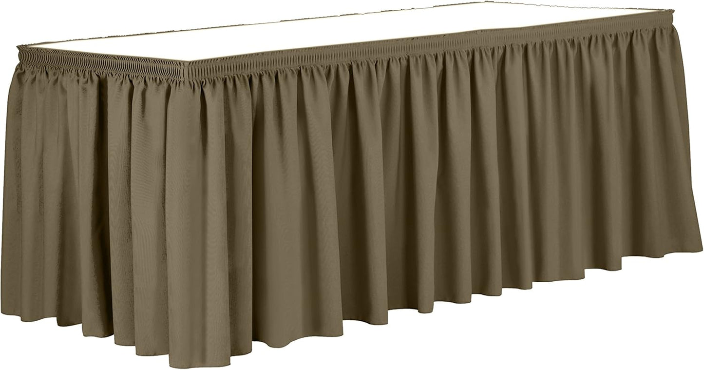 Ultimate Textile Pleat Polyester Fabric Table Skirt - Machine Washable Flame Resistant with Clips for Events, Weddings & Trade Shows, Cut & Sewn in Paterson, NJ - Cafe, 21' Shirred Pleat